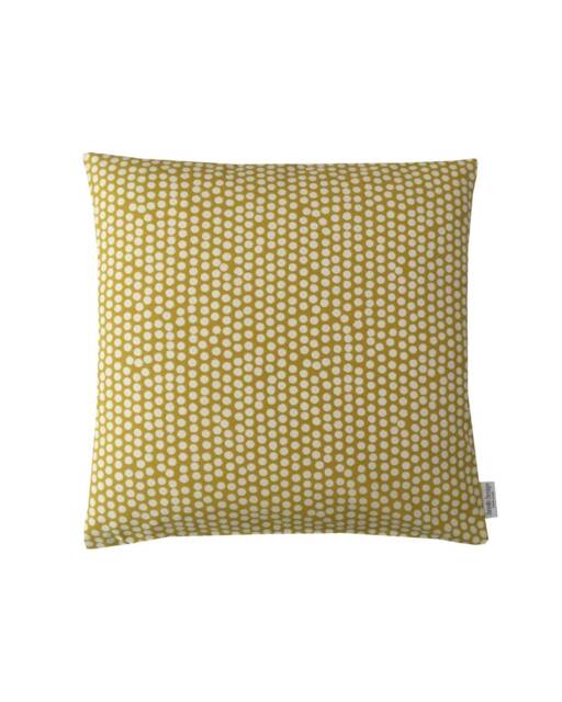 Handmade Linen Throw Pillow Cover Ochre Yellow Dotty Cushion Sham - 24