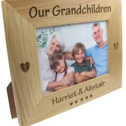 Our Grandchildren Personalised Engraved Solid Oak Photo Frame New Baby Birthday Christening Gift For Grandparents Grandad Nan Gran Nain Taid - thumbnail 2