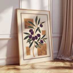 Mediterranean Olive Branch Print, Rustic Kitchen Wall Art, Tuscan Style Poster, Botanical Food Artwork, Italian Home Decor - thumbnail 2