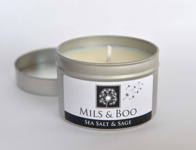 Sea Salt & Sage Scented Soy Candle, Handmade Small Tin - image 1