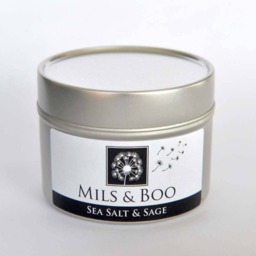 Sea Salt & Sage Scented Soy Candle, Handmade Small Tin - thumbnail 2