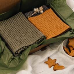 Linen Waffle Towel Soft Stonewashed Cotton Blend - thumbnail 2