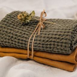 Linen Waffle Towel Soft Stonewashed Cotton Blend - thumbnail 3