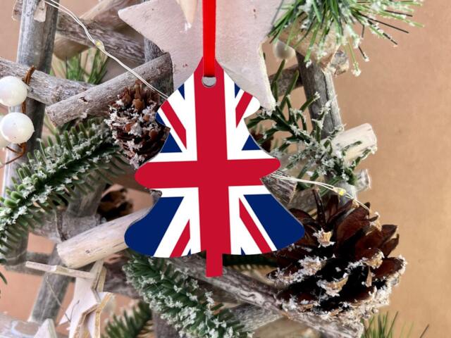 Christmas Decorations Tree Ornament United Kingdom Union Jack Decoration. Tree Shaped Decoration Hanging Ornament - image 1