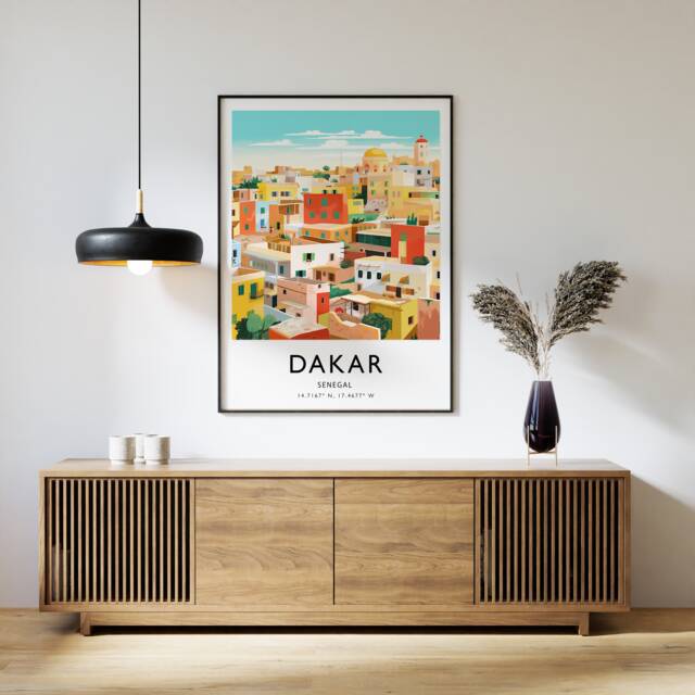 Dakar Senegal Travel Poster Colourful African Art Print - image 1