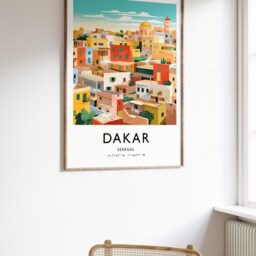 Dakar Senegal Travel Poster Colourful African Art Print - thumbnail 2