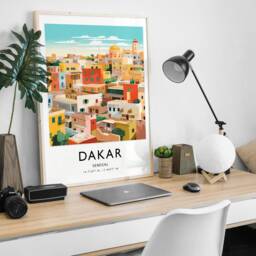 Dakar Senegal Travel Poster Colourful African Art Print - thumbnail 3