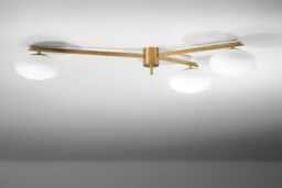 Mid Century Modern Flush Mount Ceiling Light - Angelo Lelli Style Italian Brass Fixture Vintage Retro Close To Lamp