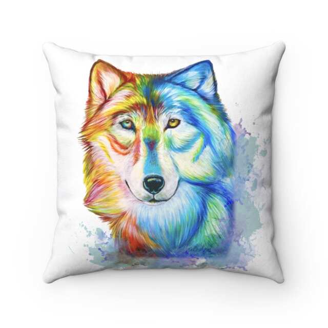 Wolf Pillow, Cherokee Indian Story, Quote Artwork, Spun Polyester Square Pillow - image 1