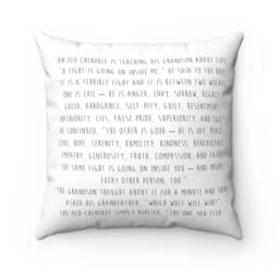 Wolf Pillow, Cherokee Indian Story, Quote Artwork, Spun Polyester Square Pillow - thumbnail 3