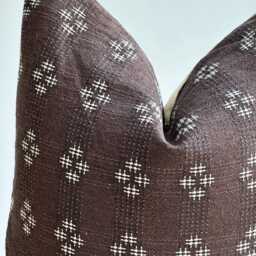 Handwoven Hmong Hemp Pillow Brown Striped Lumbar, Bohemian Decor - thumbnail 2