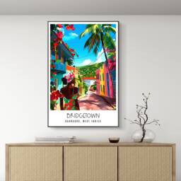 Bridgetown Barbados Travel Poster Print Of Caribbean Artwork Wall Art Gift From - thumbnail 2