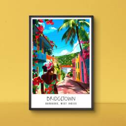 Bridgetown Barbados Travel Poster Print Of Caribbean Artwork Wall Art Gift From - thumbnail 1