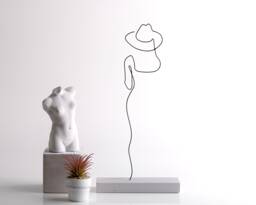 Handmade Wire Art Woman Sculpture Minimalist Tabletop Decor