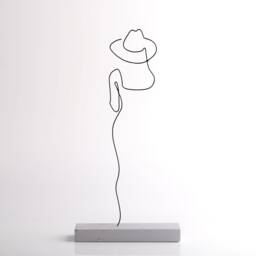 Handmade Wire Art Woman Sculpture Minimalist Tabletop Decor - thumbnail 2