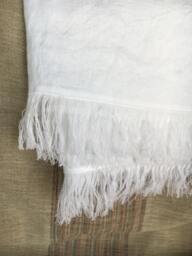 White Linen Throw, Light Blanket, Natural Daybed Blanket, Summer European - thumbnail 1