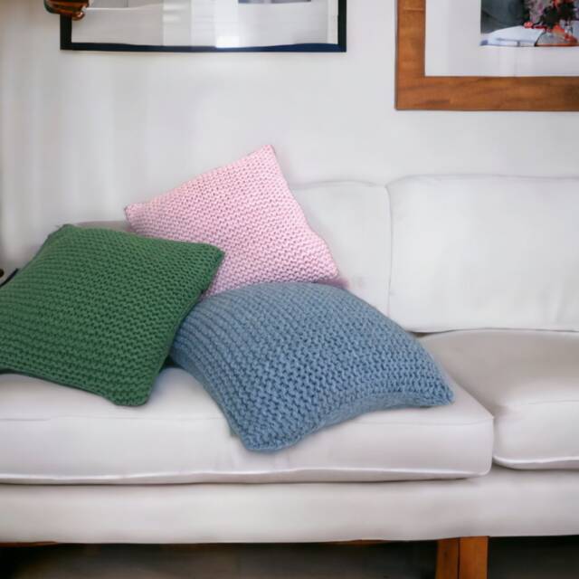 Handknit Shetland Wool Pillow Cover Chunky Nordic Cushion - image 1