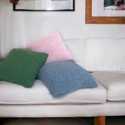 Handknit Shetland Wool Pillow Cover Chunky Nordic Cushion - thumbnail 1