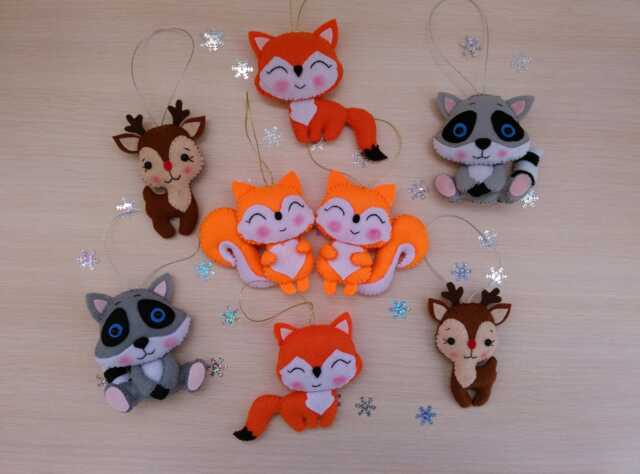 Felt Christmas Ornament, Woodland Animals, Felt Ornaments, Tree Ornament, Gift, Decorations - image 1