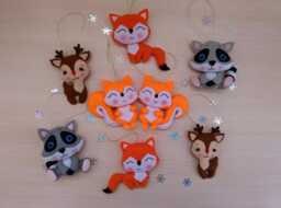 Felt Christmas Ornament, Woodland Animals, Felt Ornaments, Tree Ornament, Gift, Decorations - thumbnail 1