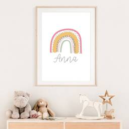 Girls Rainbow Nursery Print, Boho Name Bedroom Decor, Kids Wall Art, Playroom Decor - thumbnail 2