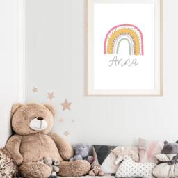Girls Rainbow Nursery Print, Boho Name Bedroom Decor, Kids Wall Art, Playroom Decor - thumbnail 3