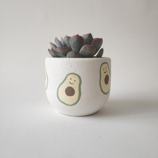 Handmade Avocado Concrete Succulent Planter, Minimalist Decor - image 1