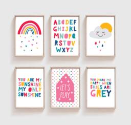6 You Are My Sunshine Prints, Girls Nursery Rainbow Bedroom Wall Art, Decor, Art - thumbnail 1
