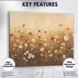 Warm Wildflower Meadow Botanical Field Floral Landscape Canvas Wall Art Print Decor Picture Ready To Hang - thumbnail 1