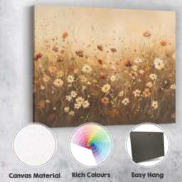 Warm Wildflower Meadow Botanical Field Floral Landscape Canvas Wall Art Print Decor Picture Ready To Hang - thumbnail 2
