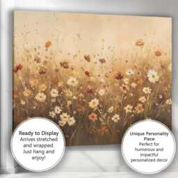 Warm Wildflower Meadow Botanical Field Floral Landscape Canvas Wall Art Print Decor Picture Ready To Hang - thumbnail 3