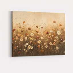 Warm Wildflower Meadow Botanical Field Floral Landscape Canvas Wall Art Print Decor Picture Ready To Hang - thumbnail 4