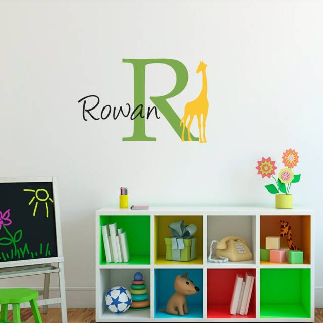 Giraffe Wall Decal Set - Custom Name Children Bedroom Decor - image 1