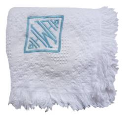 Cotton Baby Afghan Blanket in Pink, Blue Or White With Name & Date Of Birth Embroidery - Custom Embroidered Personalized - thumbnail 1