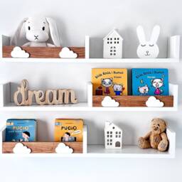 White Floating Shelves Nursery, Scandinavian Kids Bookshelf, Set Of 3 - thumbnail 2