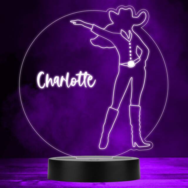 Cowgirl Silhouette Colour Changing Personalised Gift Led Lamp Night Light - Bedroom - image 1