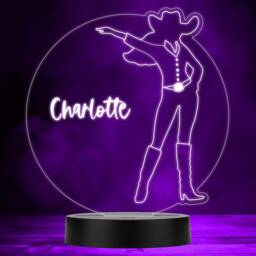 Cowgirl Silhouette Colour Changing Personalised Gift Led Lamp Night Light - Bedroom