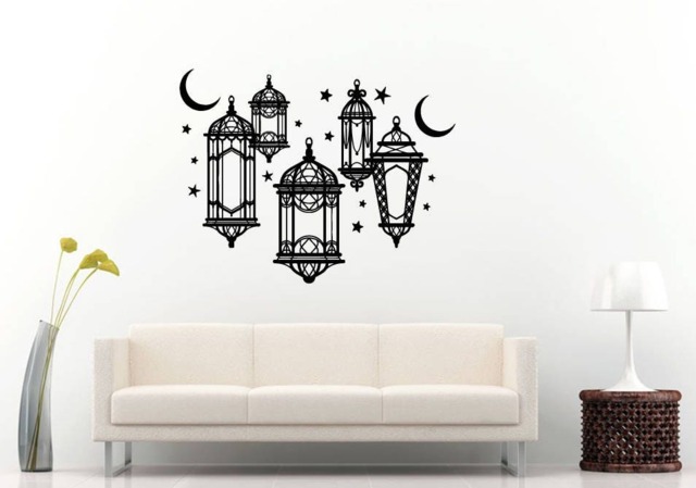 Night Lamp Lantern Moon Stars Sleep Peaceful Dusk Wall Sticker Decal Vinyl Mural Decor Art L2329 - image 1