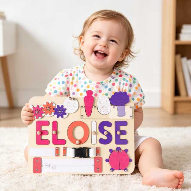 Personalized Baby Girl Name Puzzle, Custom Kids Busy Board, Toddler Gift Toy, 1st Birthday For Kids, Christmas - image 1