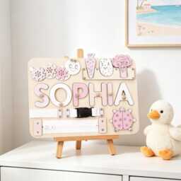 Personalized Baby Girl Name Puzzle, Custom Kids Busy Board, Toddler Gift Toy, 1st Birthday For Kids, Christmas - thumbnail 4