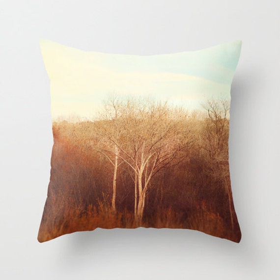 Autumn Pillow - Fall Case Landscape Nature Cover Brown Rustic Blue Fall Pillow Case - image 1