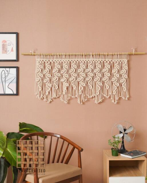 Leaf Curtain Wall Hanger Tapestry, Macrame Boho Curtain, Farmhouse Window Decor, New Home Gift, Headboard D??cor, Gift For Mom C03 - image 1