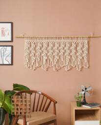 Leaf Curtain Wall Hanger Tapestry, Macrame Boho Curtain, Farmhouse Window Decor, New Home Gift, Headboard D??cor, Gift For Mom C03 - thumbnail 1