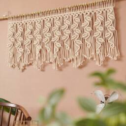 Leaf Curtain Wall Hanger Tapestry, Macrame Boho Curtain, Farmhouse Window Decor, New Home Gift, Headboard D??cor, Gift For Mom C03 - thumbnail 3