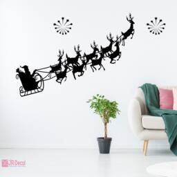 Christmas Reindeer Wall Decal, Santa Sleigh, Shop Window Decor - thumbnail 2
