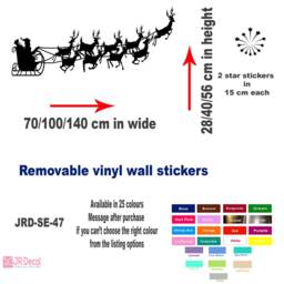 Christmas Reindeer Wall Decal, Santa Sleigh, Shop Window Decor - thumbnail 3