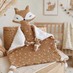 Fox Lovey Baby Comforter, Handmade Double Gauze & Minky Security Blanket, Newborn Gift - thumbnail 4