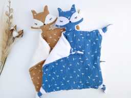 Fox Lovey Baby Comforter, Handmade Double Gauze & Minky Security Blanket, Newborn Gift