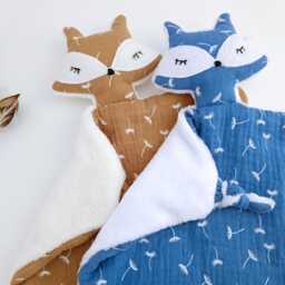 Fox Lovey Baby Comforter, Handmade Double Gauze & Minky Security Blanket, Newborn Gift - thumbnail 2
