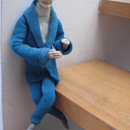 Louis De Fun??s. Polymer Clay Fimo & Textile Doll. Ooak Doll For Home Office Decor. French Movie Comedy Actor - thumbnail 3